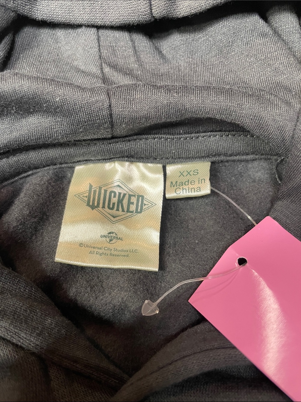 Wicked Graphic Sparkle Hoodie in Dark Green Gray Relaxed Fit XXS | NWT - Picture 3 of 4